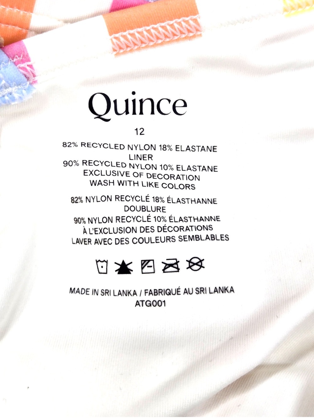 NWT QUINCE Tankini Swimsuit Kid Girl Size 12 Rainbow Stripe 8267 - Picture 10 of 11